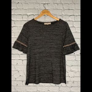 Loft ruffle sleeve embellished top. XS